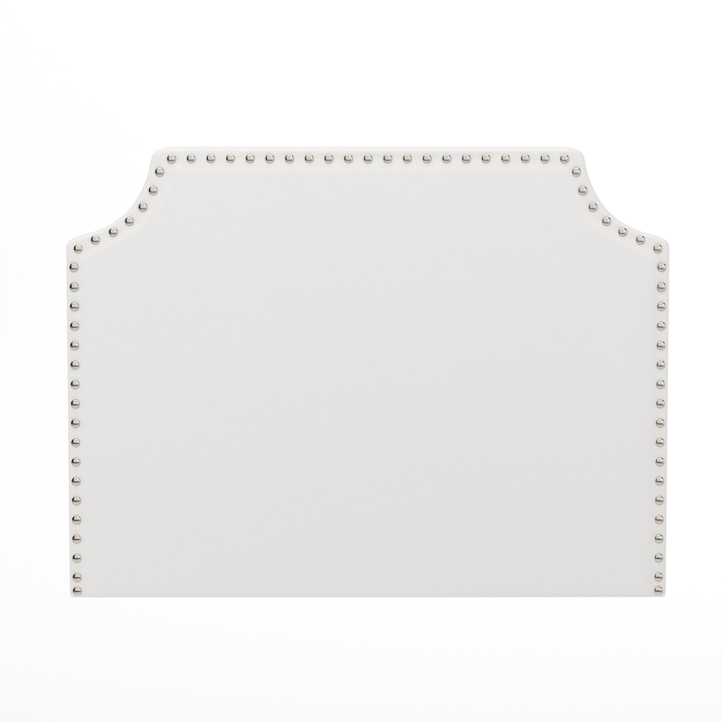 Adeline Contoured Twin Headboard with 2 Power Outlets, 1 USB and 1 USB Type-C Port with Studded LeatherSoft Upholstery and Dual Hanging Options, White
