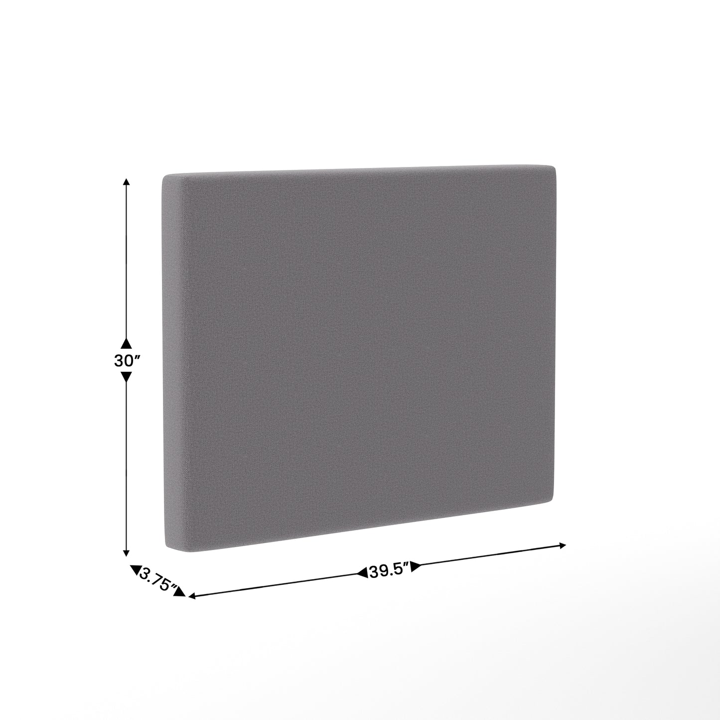 Hugo Twin Headboard with 2 Power Outlets, 1 USB and 1 USB Type-C Port with Faux Linen Upholstery and Dual Hanging Options in Gray