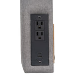 Hugo Twin Headboard with 2 Power Outlets, 1 USB and 1 USB Type-C Port with Faux Linen Upholstery and Dual Hanging Options in Gray