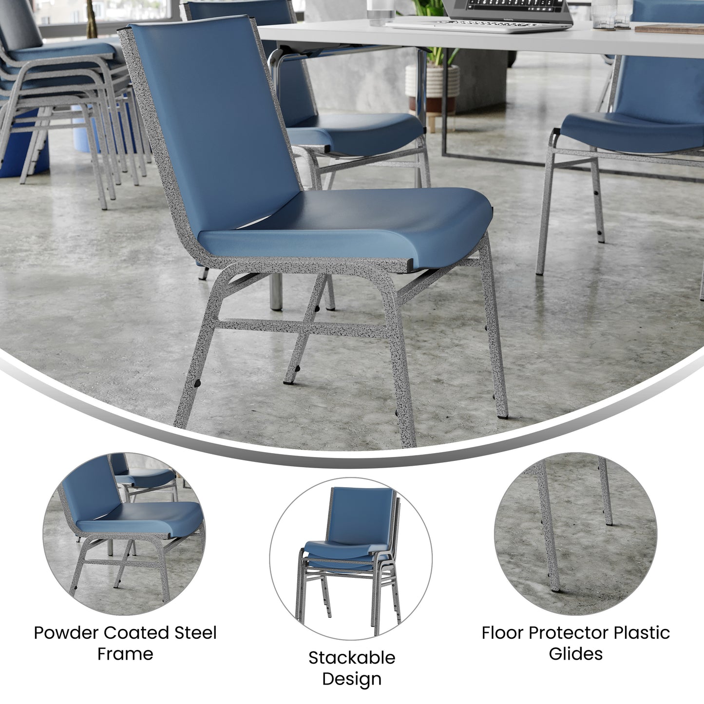 HERCULES Heavy Duty Navy Vinyl Stack Chair