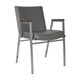HERCULES Heavy Duty Gray Vinyl Stack Chair with Arms