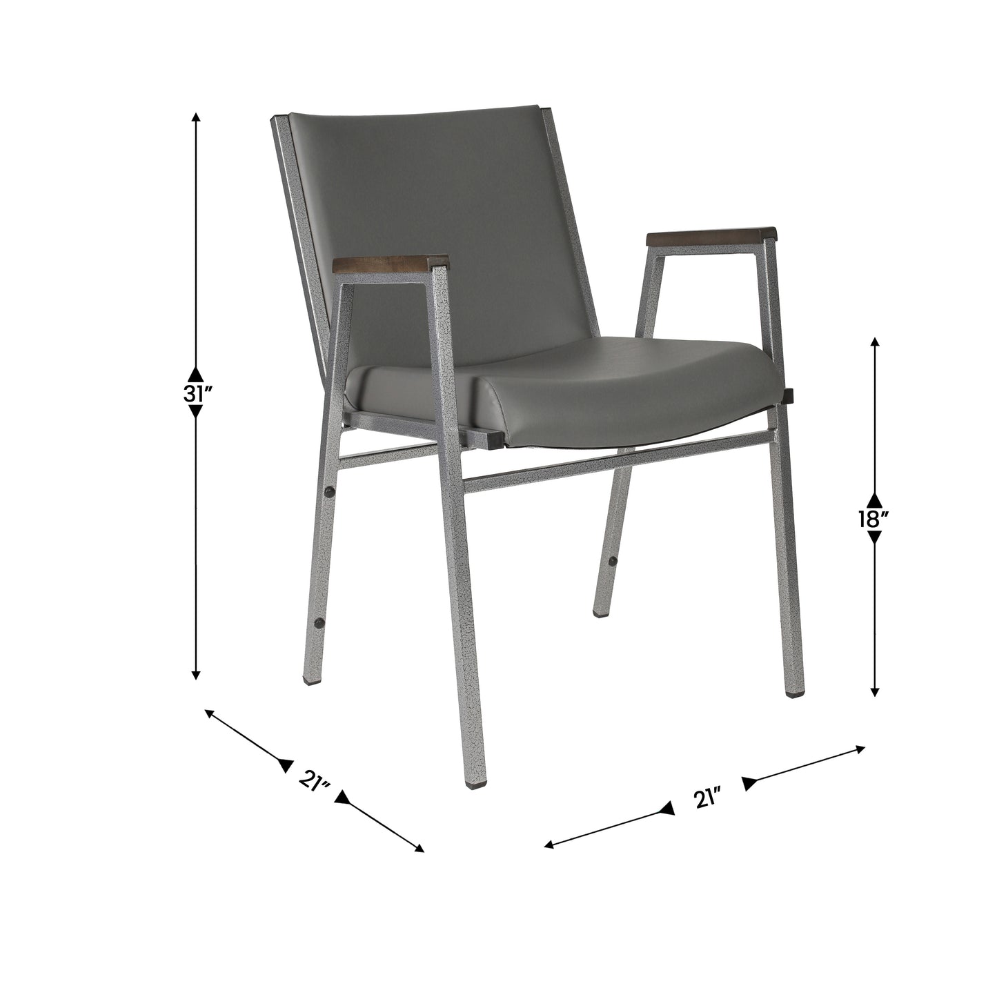 HERCULES Heavy Duty Gray Vinyl Stack Chair with Arms