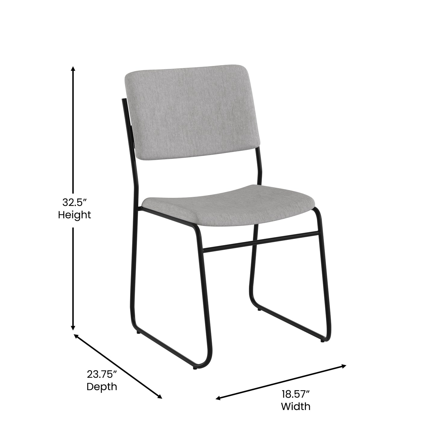 HERCULES Series 500 lb. Capacity High Density Gray Fabric Stacking Chair with Sled Base