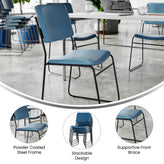 HERCULES 500 lb. Capacity High Density Navy Vinyl Stacking Chair with Sled Base