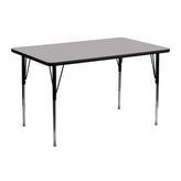 Wren 24''W x 48''L Rectangular Grey Thermal Laminate Activity Table - Standard Height Adjustable Legs
