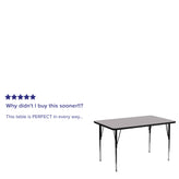 Wren 24''W x 48''L Rectangular Grey Thermal Laminate Activity Table - Standard Height Adjustable Legs