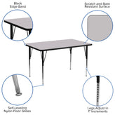 Wren 24''W x 48''L Rectangular Grey Thermal Laminate Activity Table - Standard Height Adjustable Legs