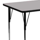 Wren 24''W x 48''L Rectangular Grey Thermal Laminate Activity Table - Standard Height Adjustable Legs
