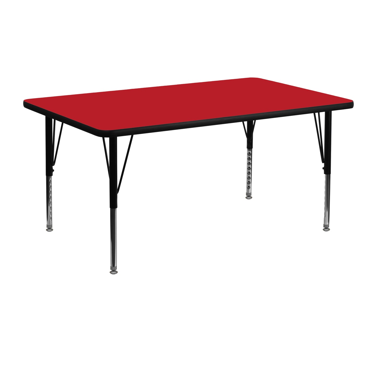 Wren 24''W x 48''L Rectangular Red HP Laminate Activity Table - Height Adjustable Short Legs