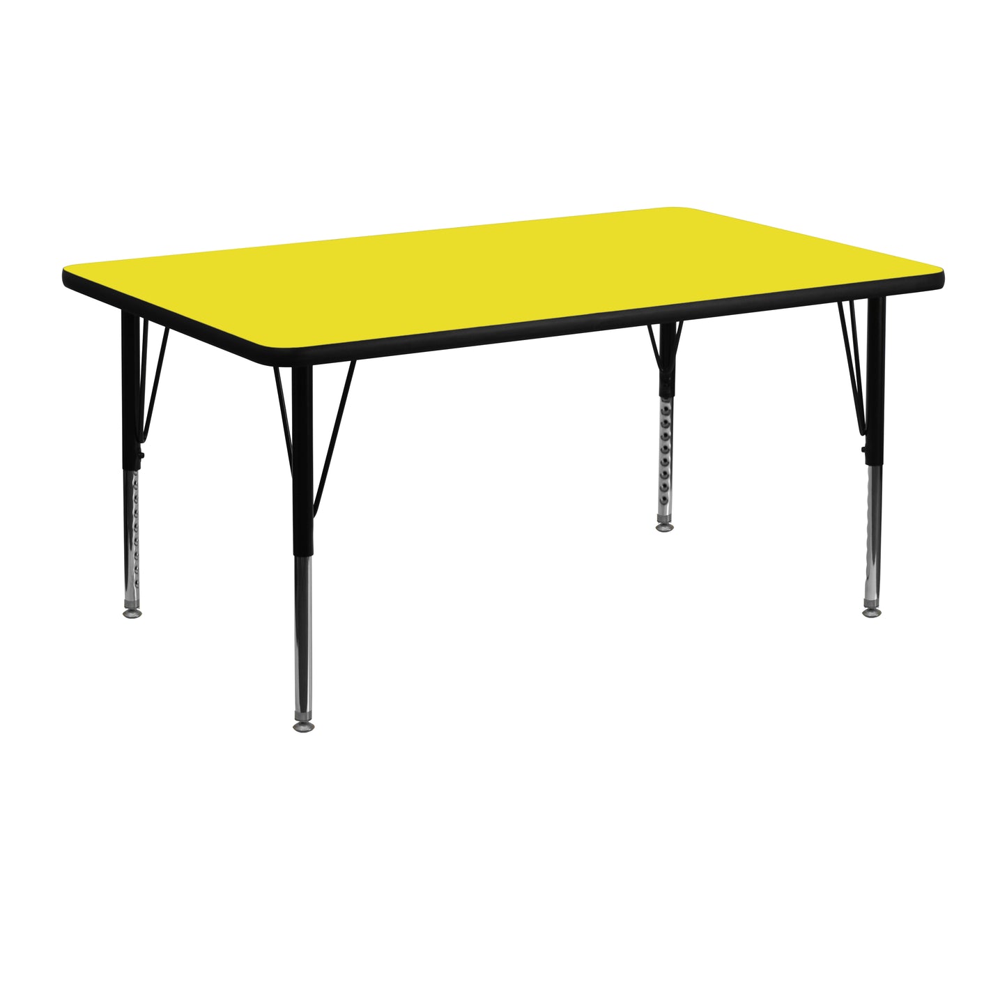 Wren 24''W x 48''L Rectangular Yellow HP Laminate Activity Table - Height Adjustable Short Legs