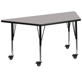 Wren Mobile 22.5''W x 45''L Trapezoid Grey HP Laminate Activity Table - Height Adjustable Short Legs