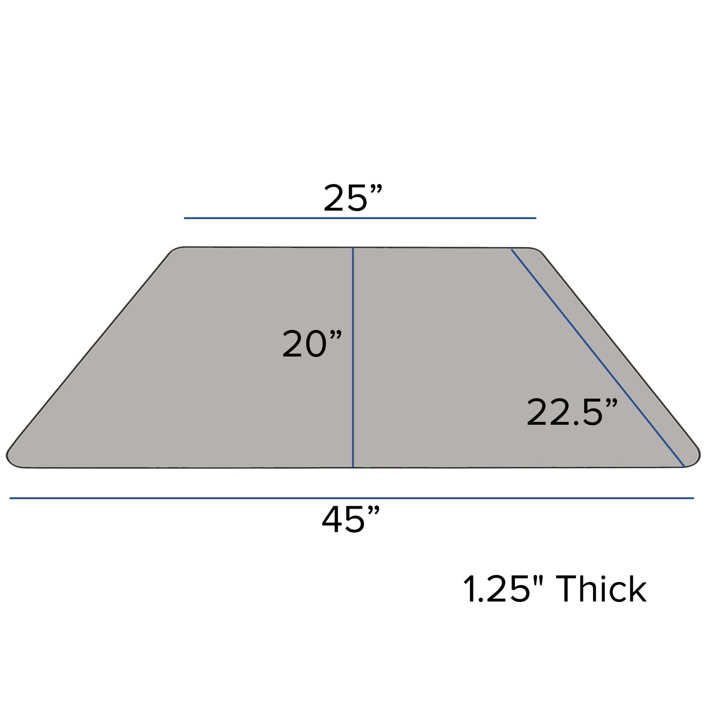 Wren Mobile 22.5''W x 45''L Trapezoid Grey HP Laminate Activity Table - Height Adjustable Short Legs