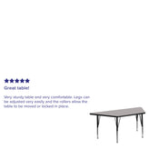 Wren 22.5''W x 45''L Trapezoid Grey HP Laminate Activity Table - Height Adjustable Short Legs