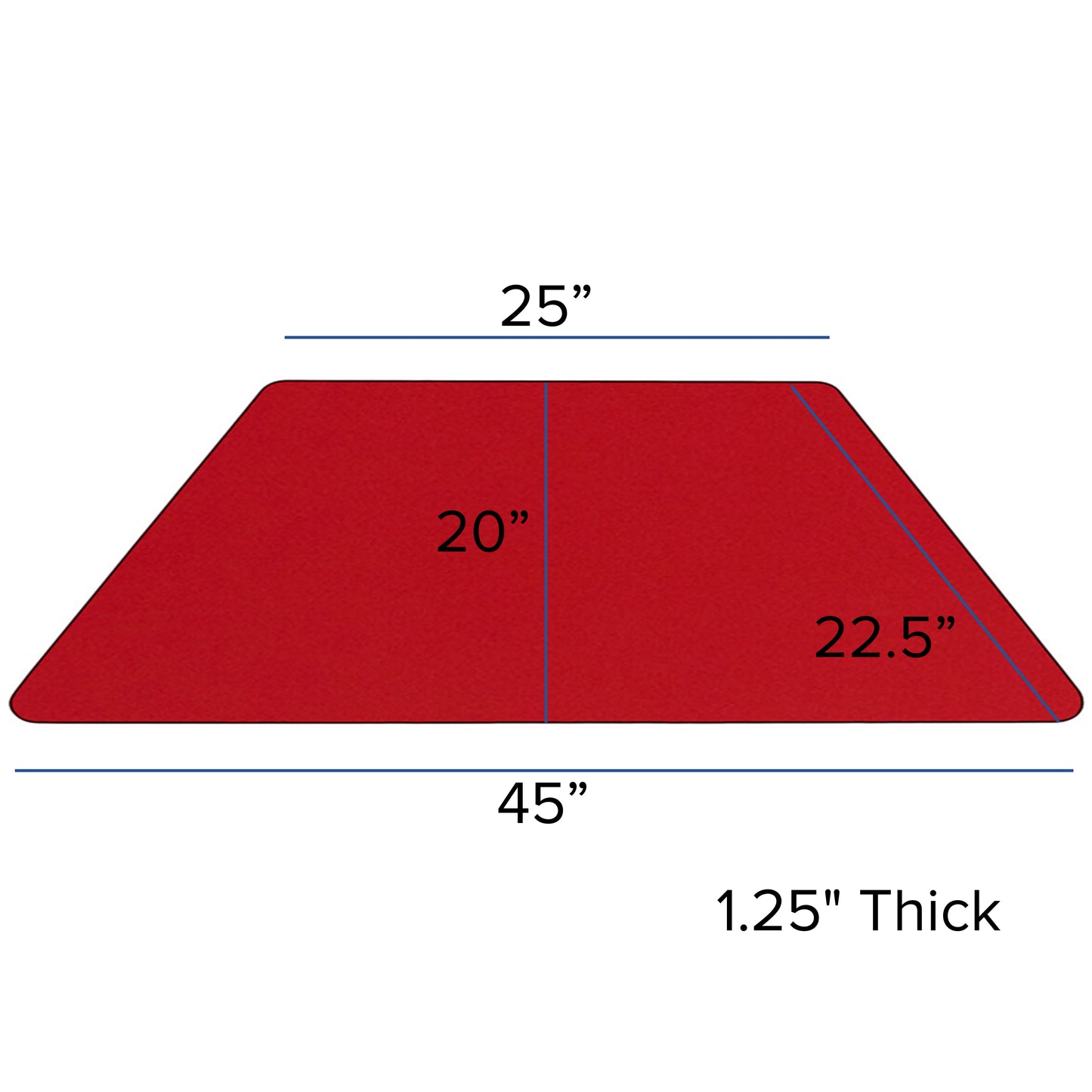 Wren Mobile 22.5''W x 45''L Trapezoid Red HP Laminate Activity Table - Standard Height Adjustable Legs