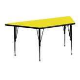Wren 22.5''W x 45''L Trapezoid Yellow HP Laminate Activity Table - Height Adjustable Short Legs