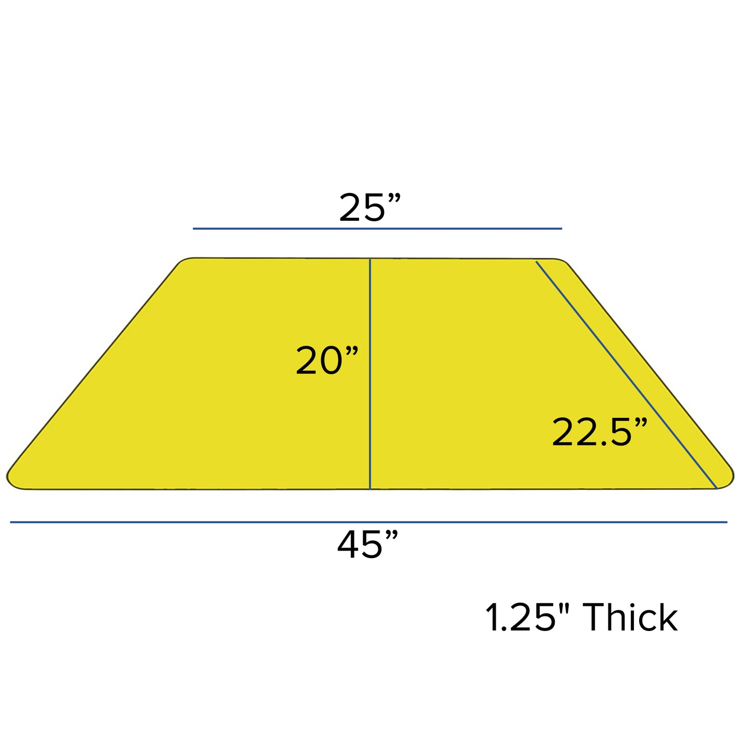 Wren 22.5''W x 45''L Trapezoid Yellow HP Laminate Activity Table - Height Adjustable Short Legs
