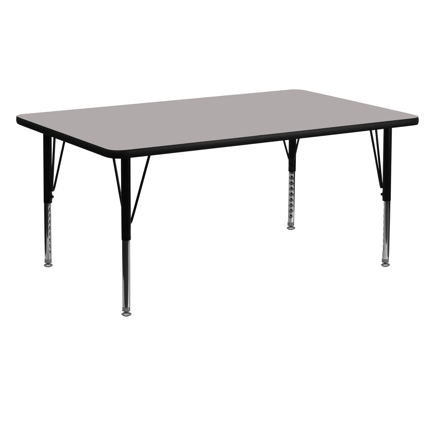 Wren 24''W x 60''L Rectangular Grey HP Laminate Activity Table - Height Adjustable Short Legs