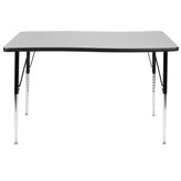 Wren 28"W x 47.5"L Rectangular Wave Flexible Collaborative Grey Thermal Laminate Activity Table-Standard Height Adjust Legs