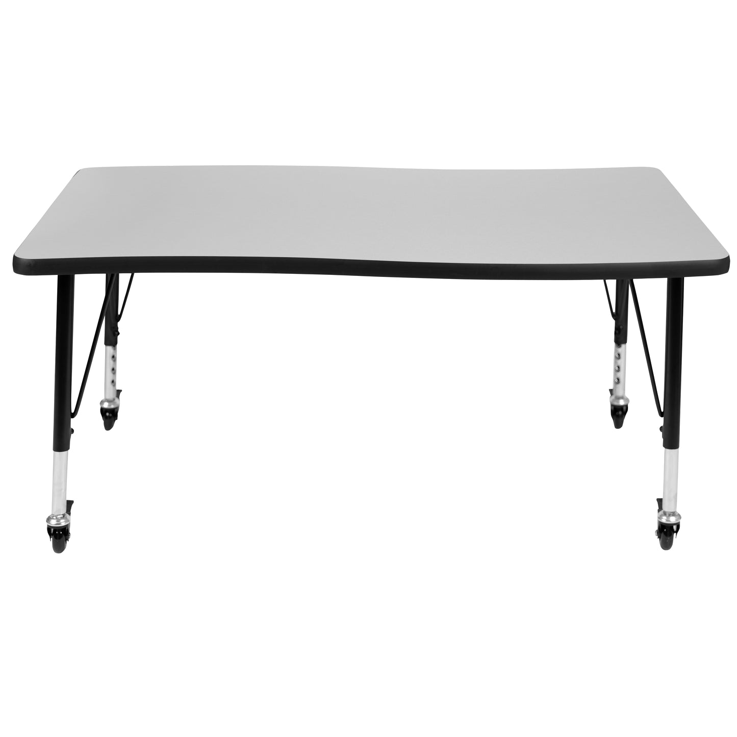 Wren Mobile 28"W x 47.5"L Rectangle Wave Flexible Collaborative Grey Laminate Activity Table - Height Adjust Short Legs