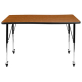 Wren Mobile 28"W x 47.5"L Rectangle Wave Flexible Collaborative Oak Laminate Activity Table-Standard Height Adjust Legs