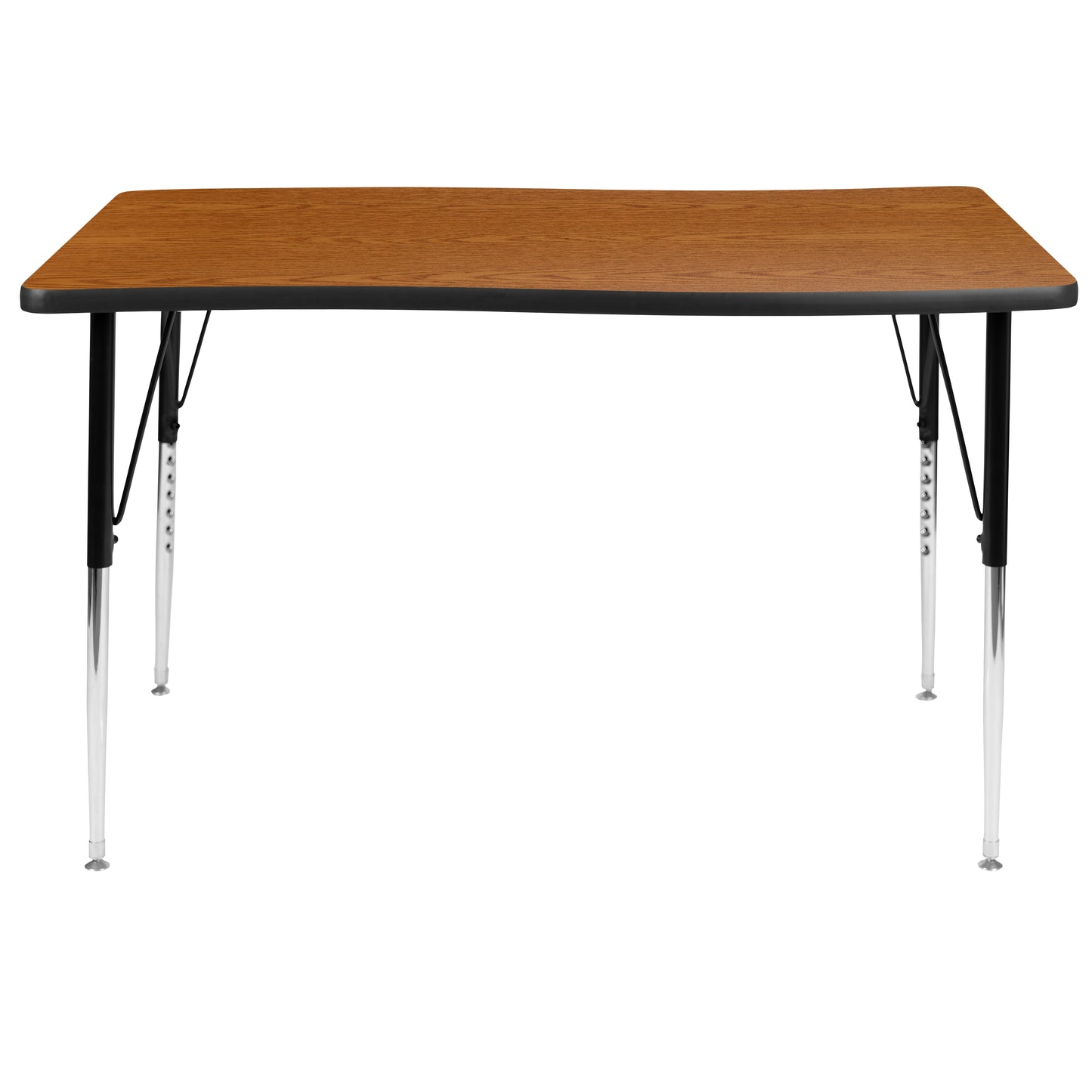 Wren 28"W x 47.5"L Rectangular Wave Flexible Collaborative Oak Finish Laminate Activity Table - Standard Height Adjust Legs
