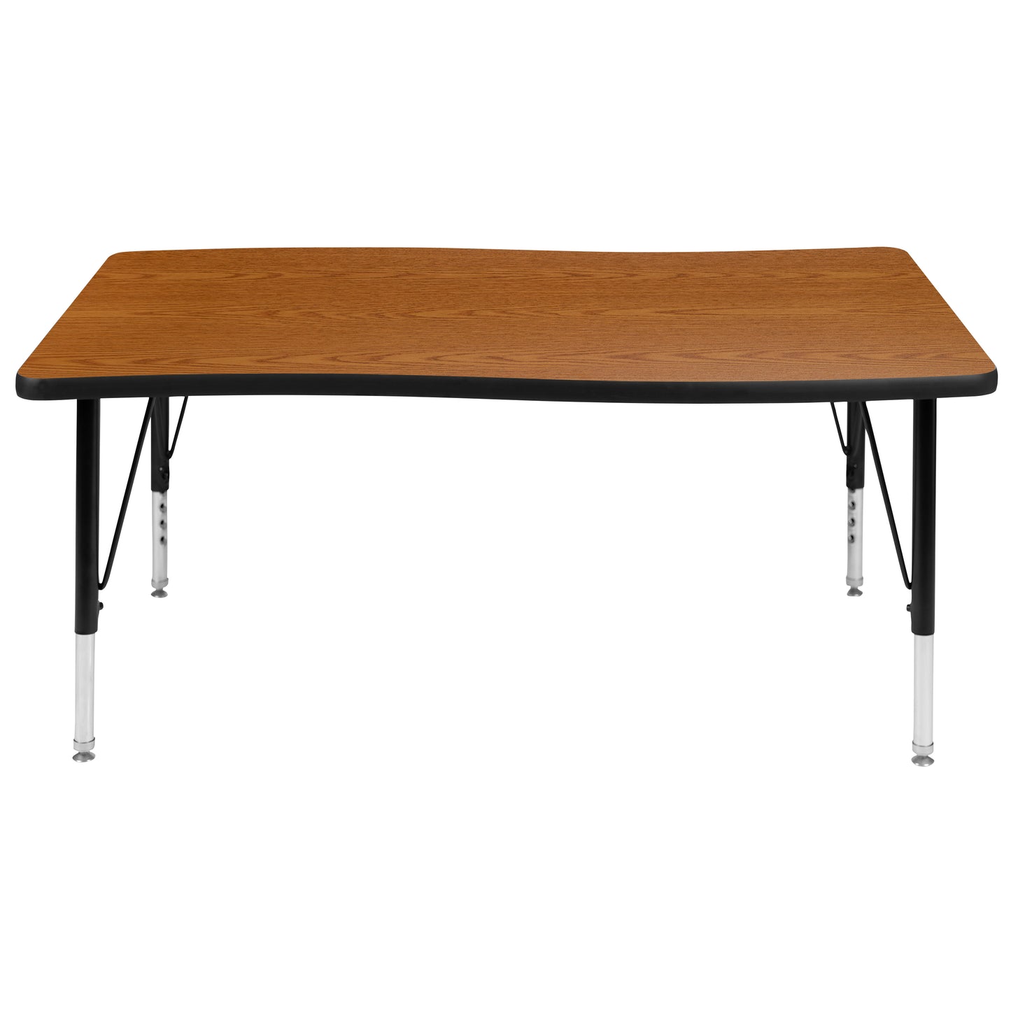 Wren 28"W x 47.5"L Rectangle Wave Flexible Collaborative Oak Thermal Laminate Activity Table - Height Adjust Short Legs