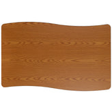Wren 28"W x 47.5"L Rectangle Wave Flexible Collaborative Oak Thermal Laminate Activity Table - Height Adjust Short Legs