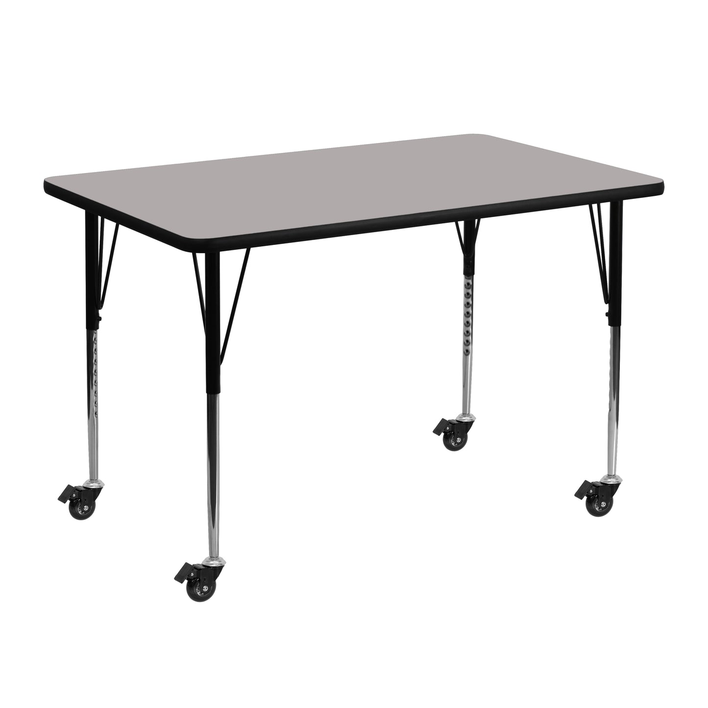Wren Mobile 30''W x 48''L Rectangular Grey HP Laminate Activity Table - Standard Height Adjustable Legs