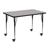 Wren Mobile 30''W x 48''L Rectangular Grey HP Laminate Activity Table - Standard Height Adjustable Legs