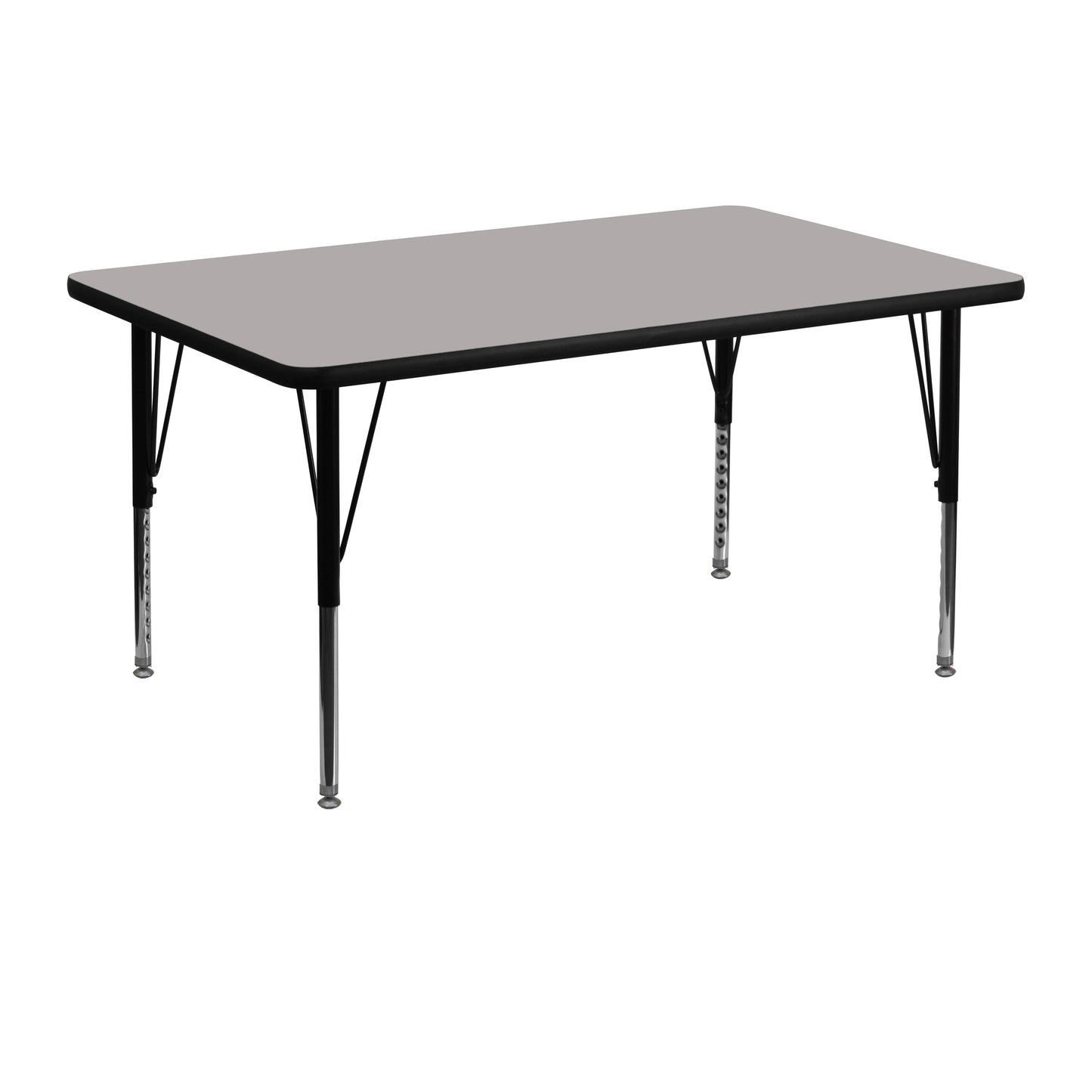 Wren 30''W x 48''L Rectangular Grey HP Laminate Activity Table - Height Adjustable Short Legs