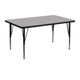 Wren 30''W x 48''L Rectangular Grey HP Laminate Activity Table - Height Adjustable Short Legs
