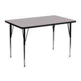 Wren 30''W x 48''L Rectangular Grey Thermal Laminate Activity Table - Standard Height Adjustable Legs