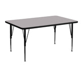 Wren 30''W x 48''L Rectangular Grey Thermal Laminate Activity Table - Height Adjustable Short Legs