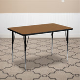 Wren 30''W x 48''L Rectangular Oak Thermal Laminate Activity Table - Standard Height Adjustable Legs