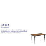 Wren 30''W x 48''L Rectangular Oak Thermal Laminate Activity Table - Standard Height Adjustable Legs