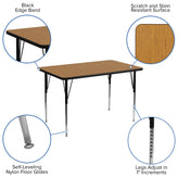 Wren 30''W x 48''L Rectangular Oak Thermal Laminate Activity Table - Standard Height Adjustable Legs