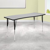 Wren 26"W x 60"L Rectangle Wave Flexible Collaborative Grey Thermal Laminate Activity Table - Standard Height Adjust Legs