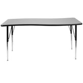 Wren 26"W x 60"L Rectangle Wave Flexible Collaborative Grey Thermal Laminate Activity Table - Standard Height Adjust Legs