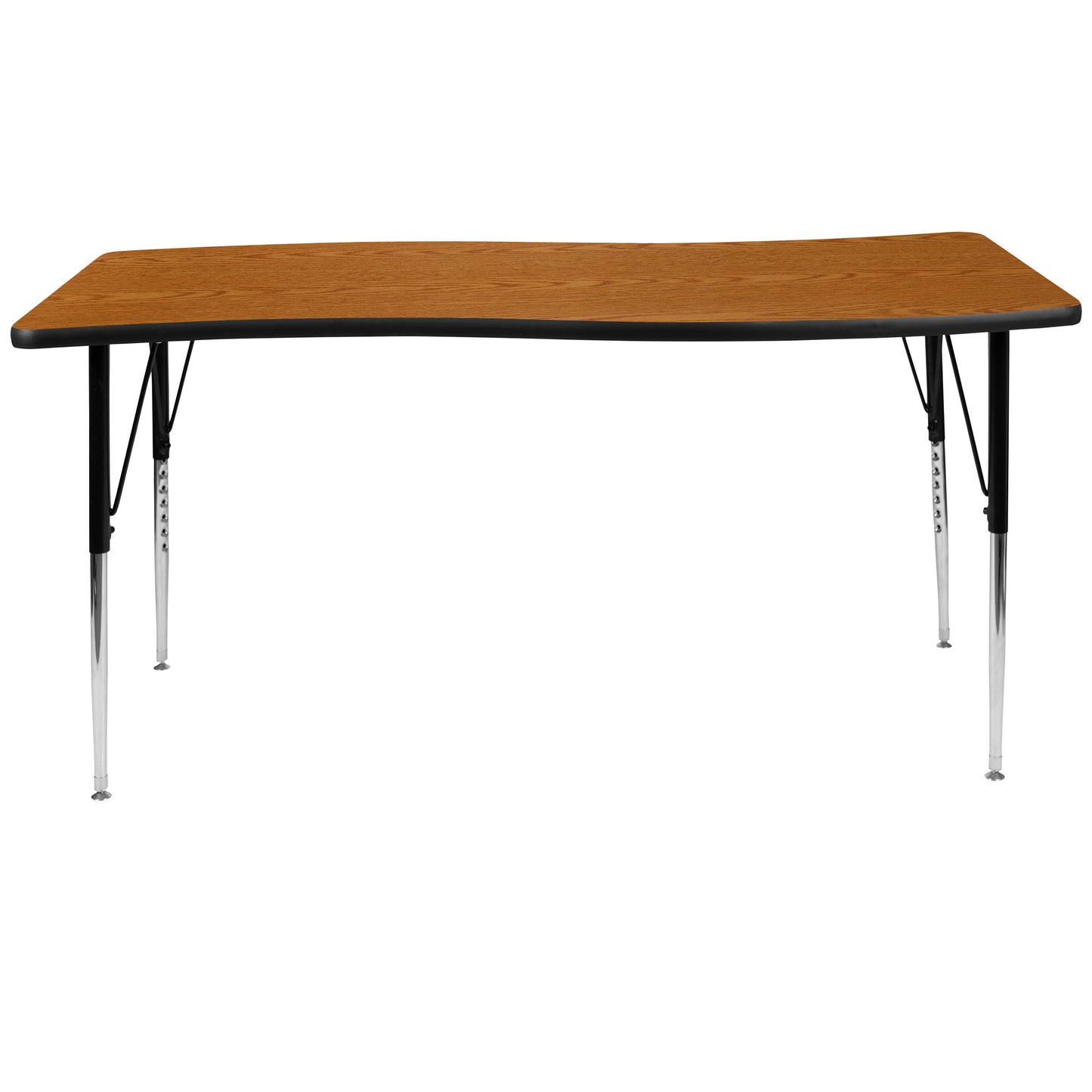 Wren 26"W x 60"L Rectangle Wave Flexible Collaborative Oak Thermal Laminate Activity Table - Standard Height Adjust Legs