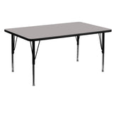Wren 30''W x 60''L Rectangular Grey HP Laminate Activity Table - Height Adjustable Short Legs