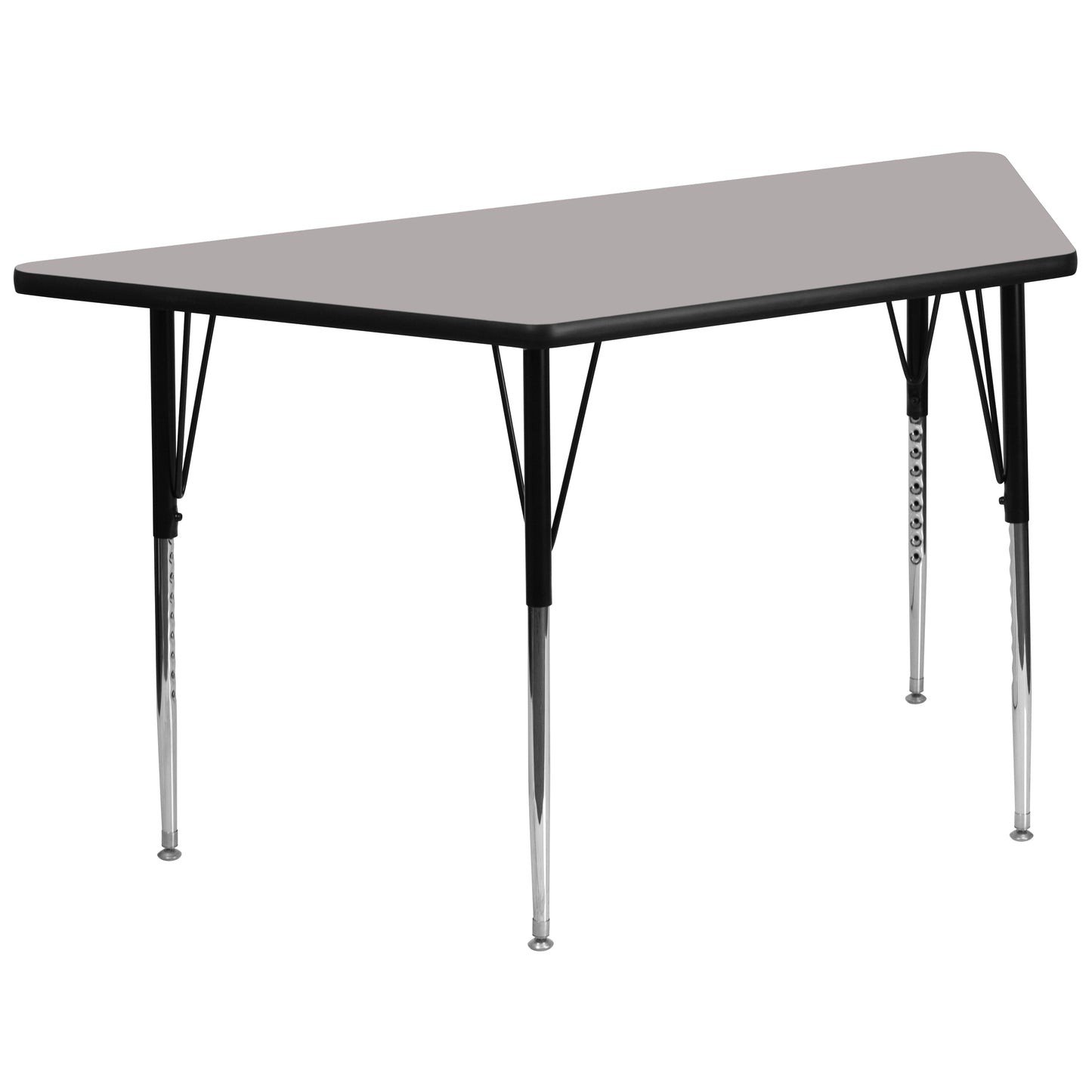 Wren 29''W x 57''L Trapezoid Grey HP Laminate Activity Table - Standard Height Adjustable Legs