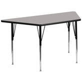 Wren 29''W x 57''L Trapezoid Grey HP Laminate Activity Table - Standard Height Adjustable Legs