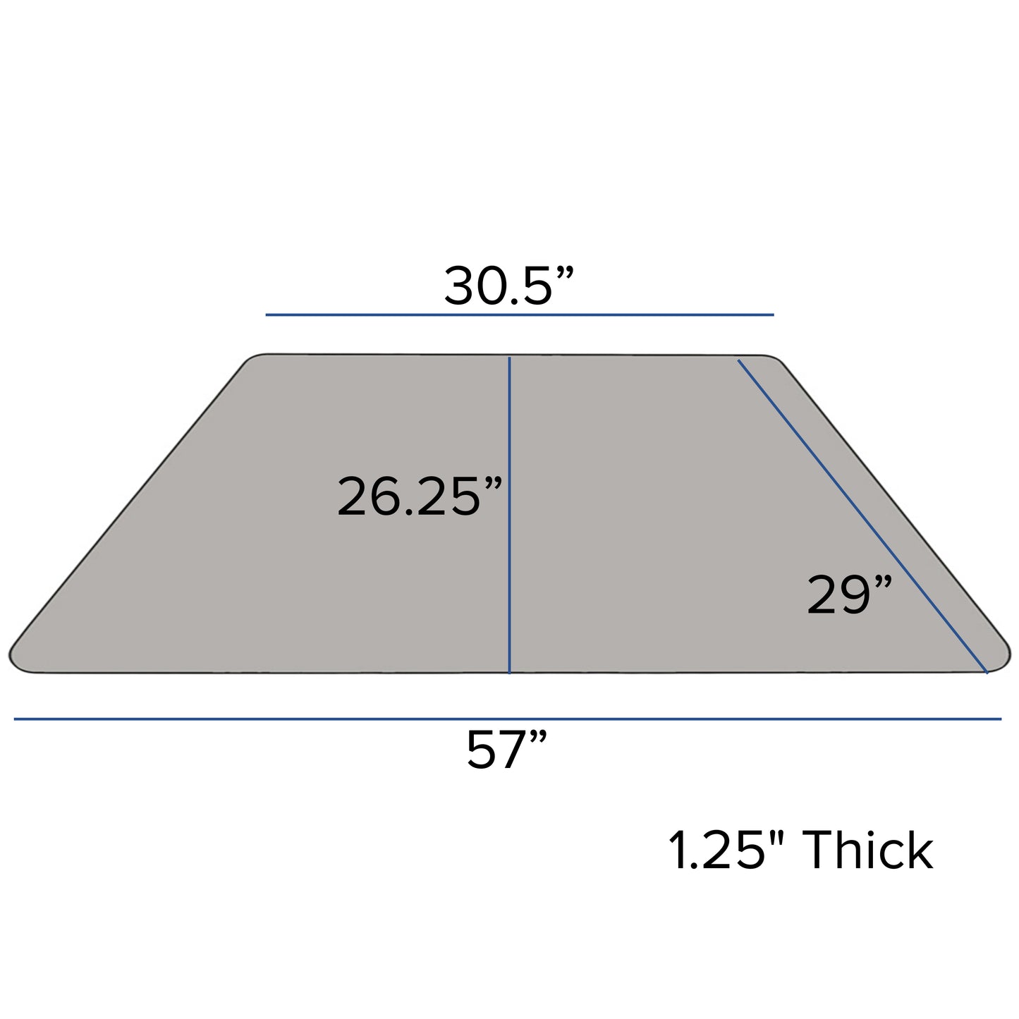 Wren Mobile 29''W x 57''L Trapezoid Grey HP Laminate Activity Table - Height Adjustable Short Legs
