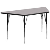 Wren 29''W x 57''L Trapezoid Grey Thermal Laminate Activity Table - Standard Height Adjustable Legs