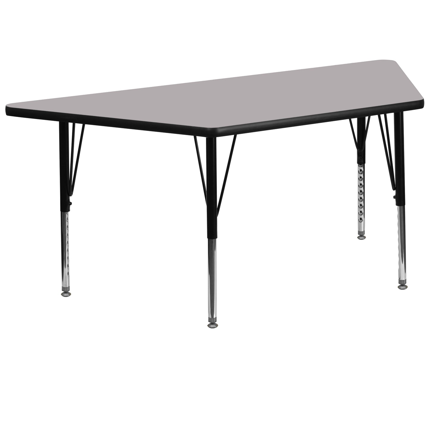 Wren 29''W x 57''L Trapezoid Grey Thermal Laminate Activity Table - Height Adjustable Short Legs
