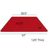 Wren Mobile 29''W x 57''L Trapezoid Red Thermal Laminate Activity Table - Standard Height Adjustable Legs