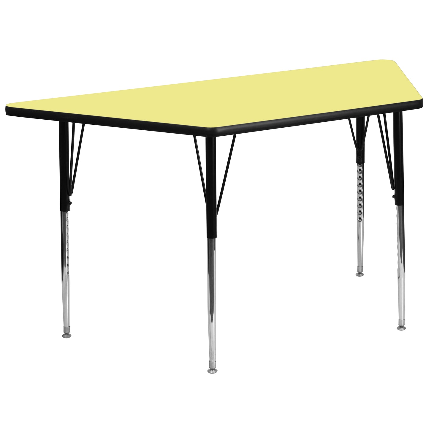 Wren 29''W x 57''L Trapezoid Yellow Thermal Laminate Activity Table - Standard Height Adjustable Legs