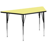 Wren 29''W x 57''L Trapezoid Yellow Thermal Laminate Activity Table - Standard Height Adjustable Legs