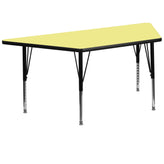Wren 29''W x 57''L Trapezoid Yellow Thermal Laminate Activity Table - Height Adjustable Short Legs