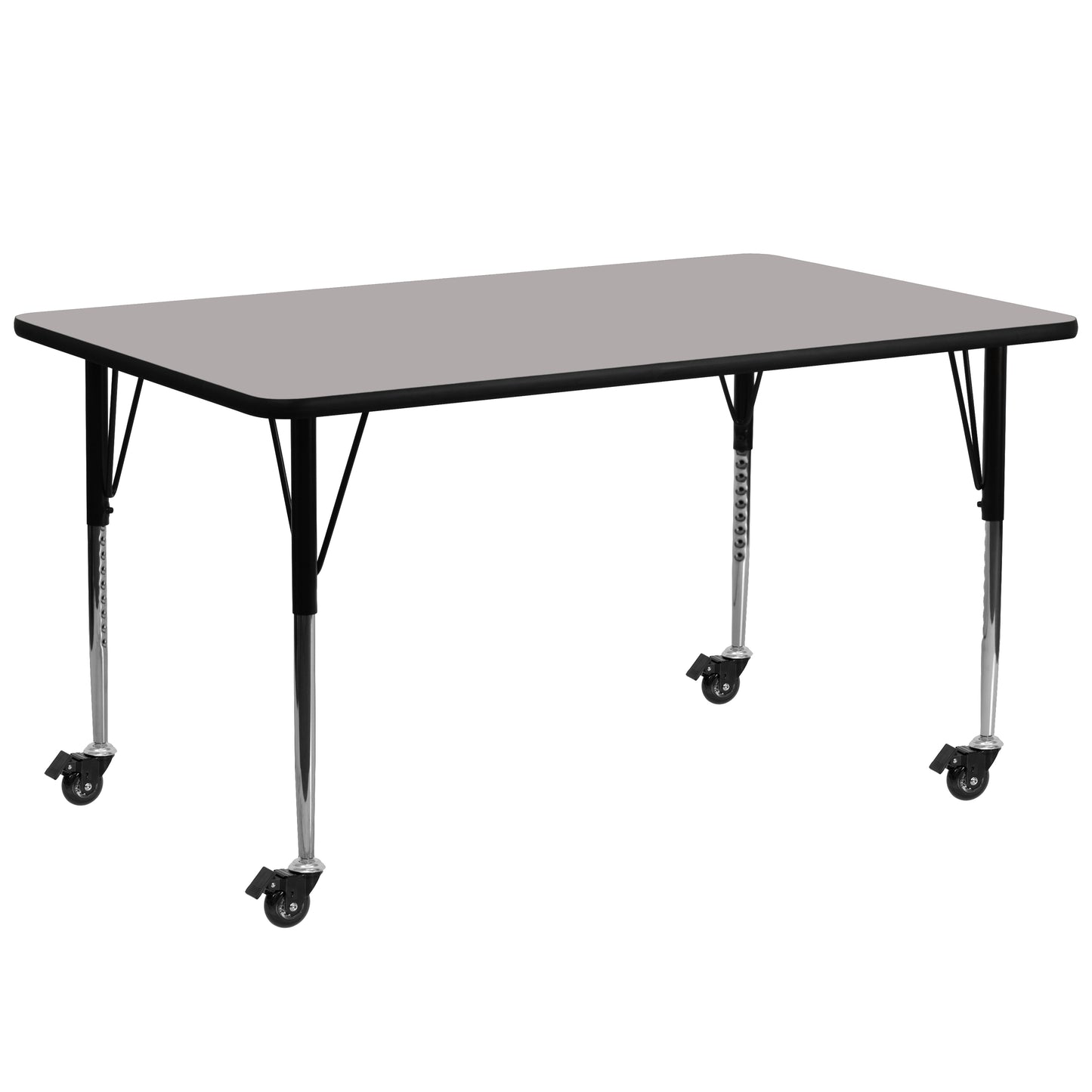 Wren Mobile 30''W x 72''L Rectangular Grey HP Laminate Activity Table - Standard Height Adjustable Legs